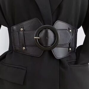 Black Wide Stretch Cummerbunds Female Waist Elastic Corset Belts